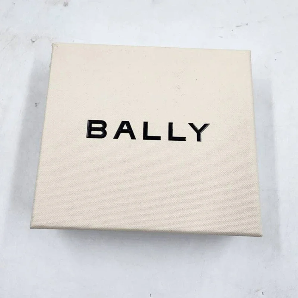 Bally Elegant Leather Card Case Unisex One Size Black Silver-Tone Logo Lettering